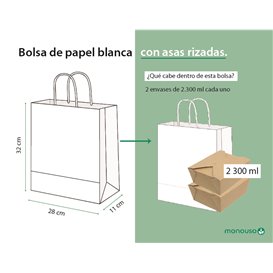 Torba Papierowa Eko Biała z Uchwytami 90g/m² 28+11x32cm (250 Sztuk)
