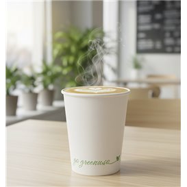 Biały kubek papierowy "Go Green" 7Oz/210ml Ø7,0cm (50 Sztuk)