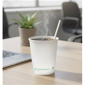 Biały kubek papierowy "Go Green" 8Oz/240ml Ø8,0cm (1.000 Sztuk)