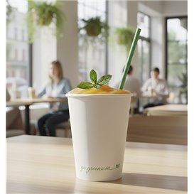 Biały kubek papierowy "Go Green" 12Oz/360ml Ø9,0cm (1.000 Sztuk)