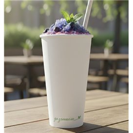 Biały kubek papierowy "Go Green" 20Oz/600ml Ø9,0cm (50 Sztuk)