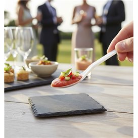 Mała łyżka Plastik Przystawka Biała 100 mm (50 Sztuk)