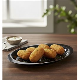 Twardy talerz Wielokrotnego użytku z PP Płaski Czarny "Cocktail" 18,5 cm (50 Sztuk)