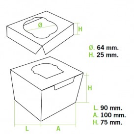 Pudełka na 1 Babeczki z Stojakiem 11x10x7,5cm Białe (200 Sztuk)