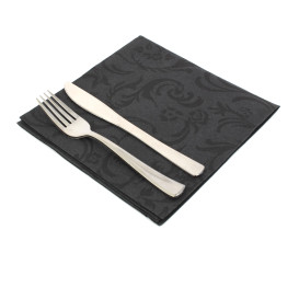 Airlaid Napkins "Damascato" Black 40x40cm (50 Units)