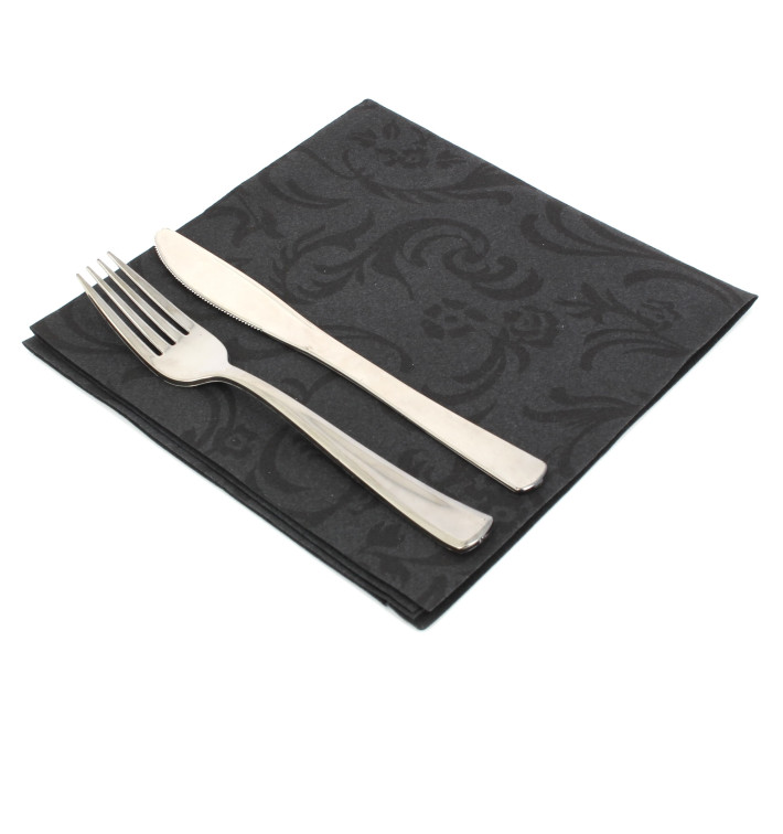 Airlaid Napkins "Damascato" Black 40x40cm Airlaid Napkins "Damascato" Black 40x40cm