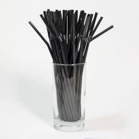 Słomki Plastikowe Elastyczny Czarni Ø5mm 21cm (100 Sztuk)
