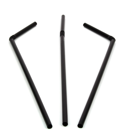 Słomki Plastikowe Elastyczny Czarni Ø5mm 21cm (100 Sztuk)
